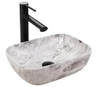 Rea Belinda lavabo 37x25.5 cm rettangolare da appoggio grigio/pietra opaca REA-U3321