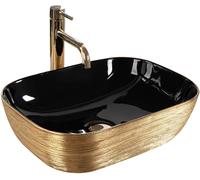 Rea Belinda lavabo 46.5x33.5 cm rettangolare da appoggio nero-oro REA-U8780