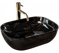 Rea Belinda lavabo 46x33 cm rettangolare da appoggio nero-oro REA-U8907