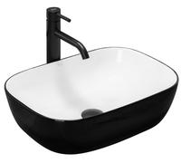 Rea Belinda Slim lavabo 46.5x33 cm rettangolare da appoggio bianco-nero REA-U6332