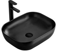 Rea Belinda Slim lavabo 46x33 cm rettangolare da appoggio nero REA-U8470