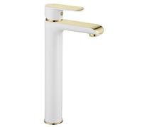 Rea BLOOM RUBINETTO LAVABO ALTO IN ORO BIANCO Miscelatore da bagno in ottone monocomando rubinetto regolabile caldo e freddo (bianco/oro)