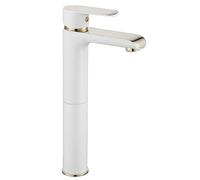 Rea BLOOM RUBINETTO LAVABO ALTO IN ORO BIANCO Miscelatore da bagno in ottone monocomando rubinetto regolabile caldo e freddo (bianco/oro)