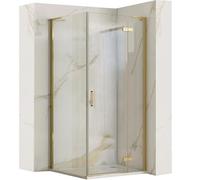 Rea Box doccia 80x90 Gold Brush Cabina Doccia senza piatto doccia Vetro di sicurezza temperato Transparentne 6mm (d'oro) porta: 80 parete: 90 cm