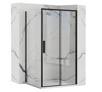 Rea Box Doccia Ad Angolo Rapid Slide 150x80 Cabina Doccia senza piatto doccia Vetro di sicurezza temperato Transparentne 6mm (Nero opaco) porta: 150 parete: 80 cm