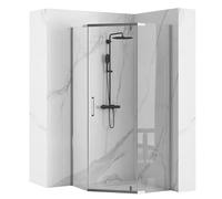 Rea Box Doccia AXIN CROMO 90X90x195 cm Vetro di sicurezza temperato trasparente 6mm (Cromo) Senza piatto doccia