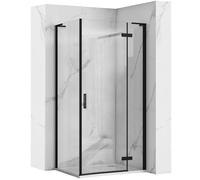 Rea - Box Doccia Black 80X80 Cabina Doccia Senza Piatto Doccia Vetro Di Sicurezza Temperato Transparentne 6mm (Nero Opaco) Porta: 80 Parete: 80 cm