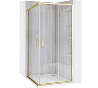 Rea - Box Doccia City 90X90 Gold Cabina Doccia Senza Piatto Doccia Vetro Di Sicurezza Temperato Transparent 4mm, 5mm (D'Oro)