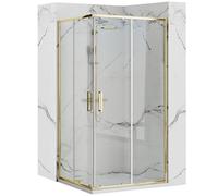 Rea Box doccia Punto 80x100 Gold Cabina Doccia senza piatto doccia Vetro di sicurezza temperato Transparent 4mm (d'oro)
