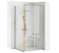 Rea - Box Doccia Rapid Slide Gold Brush 110X80 Cabina Doccia Senza Piatto Doccia Vetro Di Sicurezza Temperato Transparentne 6mm (D'Oro) Porta: 110 Parete: 80 cm