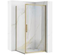 Rea Box doccia Rapid Swing Brush Gold 100x90 Cabina Doccia senza piatto doccia Vetro di sicurezza temperato Transparentne 6mm (Oro spazzolato) porta: 100 parete: 90 cm