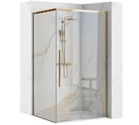 Rea Box doccia SOLAR GOLD 90x90 Cabina Doccia con piatto doccia Savoy black Vetro di sicurezza temperato Transparentne 6mm (d'oro)