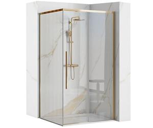 Rea - Box Doccia Solar Gold 90X90 Cabina Doccia Con Piatto Doccia Savoy Black Vetro Di Sicurezza Temperato Transparentne 6mm (D'Oro)