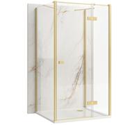 Rea - Cabina Doccia A Parete Atlas, Oro Spazzolato Destra 120X80, Da Parete Senza Piatto Doccia, Vetro Di Sicurezza Temperato Trasparente 6mm, Inclinabile, 120 X 80 X 200 cm