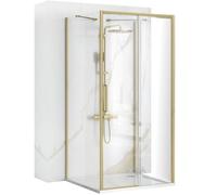 Rea - Cabina Doccia A Parete, Rapid Slide 150X80, Oro Spazzolato Trasparente 6Mm