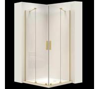 Rea - Cabina doccia - Montana Double 80 x 80 - Bicchiere - Oro Spazzolato - 80 x 80 x 200 cm