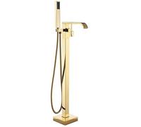 Rea CARAT GOLD RUBINETTO VASCA FREESTANDING Miscelatore Vasca con Doccetta in Ottone per Bagno Caldo e Freddo regolabile (Oro)