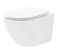 Rea Carlo Mini vaso wc con copriwater a discesa lenta sospeso senza brida bianco lucida REA-C1259