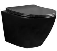 Rea Carlo Mini vaso wc con copriwater a discesa lenta sospeso senza brida nero lucida REA-C8936