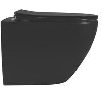 Rea Carlo Mini vaso wc con copriwater a discesa lenta sospeso senza brida nero opaco REA-C8489