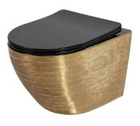 Rea Carlo Mini vaso wc sospeso nero-oro lucida REA-C4330