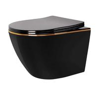Rea Carlo Mini vaso wc sospeso nero-oro lucida REA-C4695