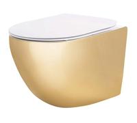 Rea Carlo Mini vaso wc sospeso senza brida bianco-oro lucida REA-C6006