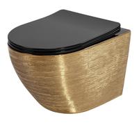 Rea Carlo Mini vaso wc sospeso senza brida nero-oro lucida REA-C3300