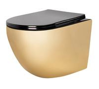 Rea Carlo Mini vaso wc sospeso senza brida nero-oro lucida REA-C8990
