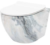 Rea Carlos set vaso wc con copriwater sospeso senza brida bianco lucida imitazione pietra REA-C8002
