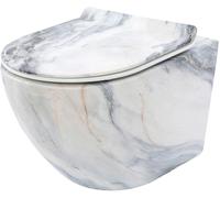 Rea Carlos set vaso wc con copriwater sospeso senza brida bianco opaco imitazione pietra REA-C8003