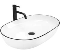 Rea Cleo lavabo 60.5x41 cm ovale da appoggio bianco-nero REA-U6210