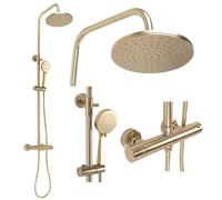 Rea - Colonna Doccia Con Termostato Parot Brushed Gold Sistema Doccia In Ottone Per Bagno (Oro) 45x27x120cm