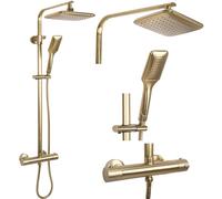 Rea Colonna Doccia da incasso Tom brush gold Sistema Doccia in Ottone per Bagno (Oro spazzolato)