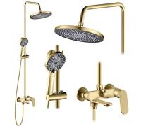Rea Colonna doccia Marco Brush Gold Sistema doccia in ottone per bagno (oro spazzolato)