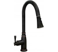 Rea DECO OLD BLACK RUBINETTO CUCINA ALTO Miscelatore lavello cucina in ottone Miscelatore monocomando caldo e freddo regolabile girevole a 360° (Nero opaco)