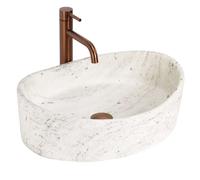 Rea Dream lavabo 49x37 cm ovale da appoggio bianco-grigio/pietra-marrone/beige opaca REA-U0635