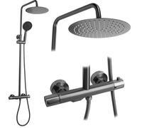 Rea Drop set doccia a parete con termostato con soffione grafite REA-P7623