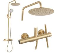 Rea Drop set doccia a parete con termostato con soffione oro REA-P9662