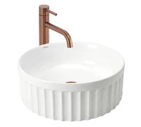 Rea Duo lavabo 38x38 cm rotonda da appoggio bianco lucida REA-U3602