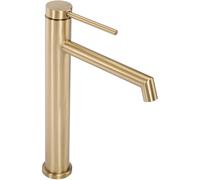 Rea Rubinetto da lavabo Foss GOLD BRUSH High Miscelatore monocomando da bagno in ottone Rubinetto regolabile caldo e freddo (Oro)
