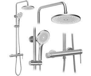 Rea Foss set doccia a parete con soffione acciaio REA-P5646