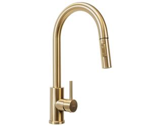 Rea Fresh Brush Rubinetto Cucina Oro Miscelatore Lavello Cucina In Ottone Miscelatore Monocomando Caldo E Freddo Regolabile Girevole A 360° (Oro) 25,5x5,5x39,5cm