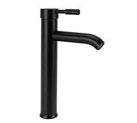Rea GRAF RUBINETTO LAVABO ALTO NERO Miscelatore da bagno in ottone Rubinetto monocomando caldo e freddo regolabile (Nero)
