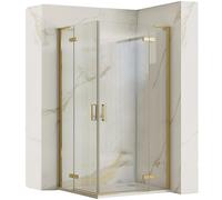 Rea Hugo box doccia 100x100 cm quadrato oro spazzolata/vetro trasparente REA-K6605