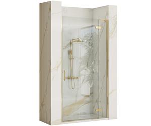 Rea Hugo porta doccia 80 cm a battente oro spazzolata/vetro trasparente REA-K8410