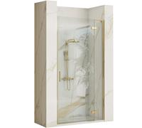 Rea Hugo porta doccia 90 cm a battente oro spazzolata/vetro trasparente REA-K8411