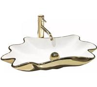 Rea Infinity lavabo 62x33 cm da appoggio bianco-oro REA-U3400