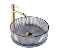 Rea Ingrid lavabo 36x36 cm rotonda da appoggio grigio/pietra lucida REA-U8524