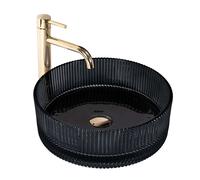 Rea Ingrid lavabo 36x36 cm rotonda da appoggio nero lucida REA-U8520